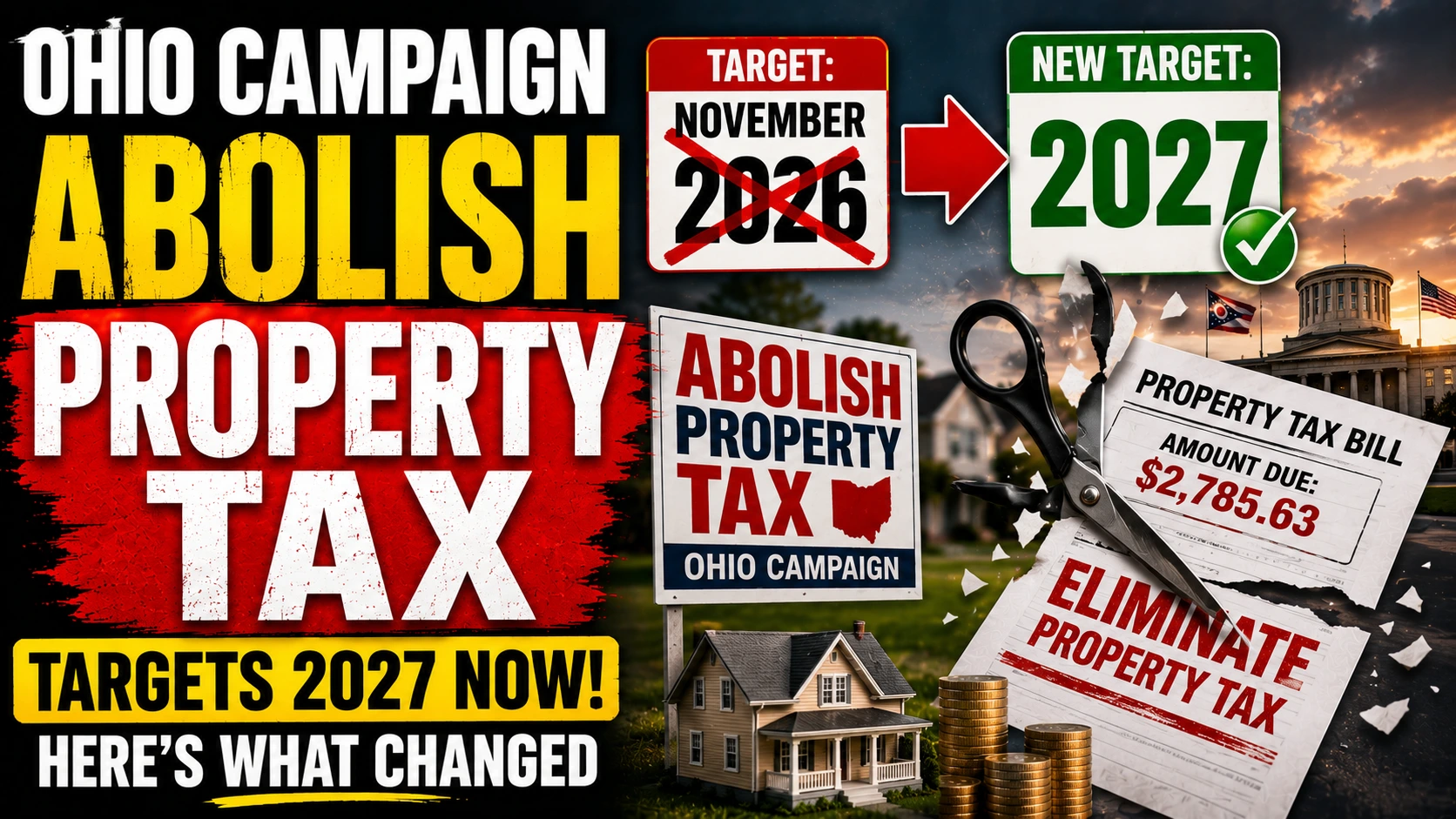 Ohio Abolish Property Tax Campaign Aimed at November 2026 — Now They Are Targeting 2027. Here Is What Changed